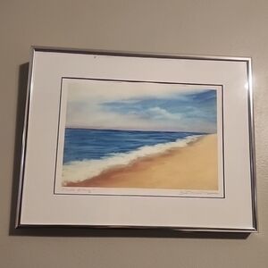 Framed Orginal Artist Signed Beach Scene Art Print "Cloud Lifting"